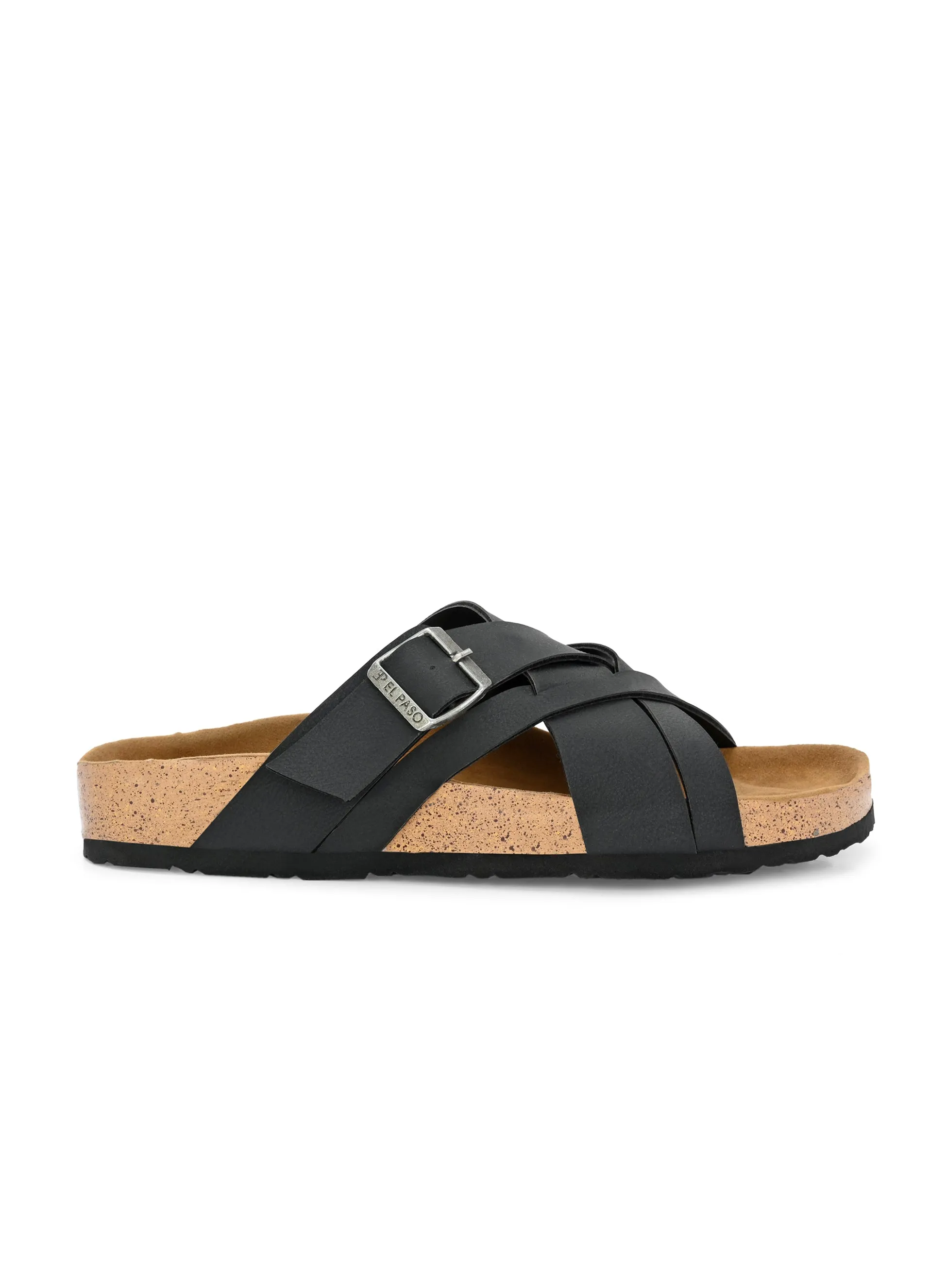 Chic Black Leather Slide Sandal For Women