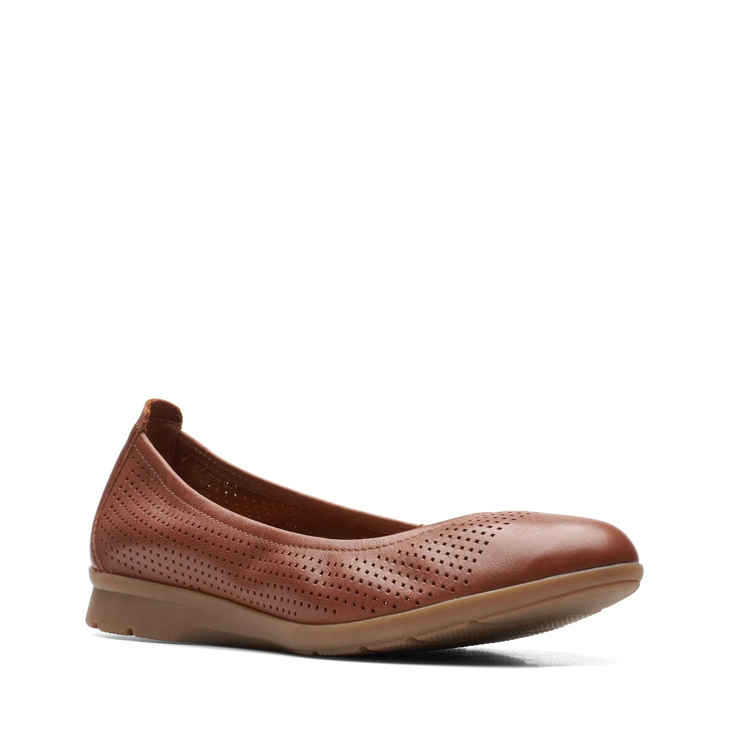 Clarks Jenette Ease Shoes - Tan Leather - 261664834 - D Width (Standard Fit)