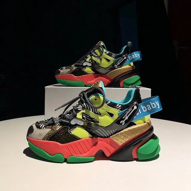 Color Matching Thick Bottom Shoes Woman Platform Shoes