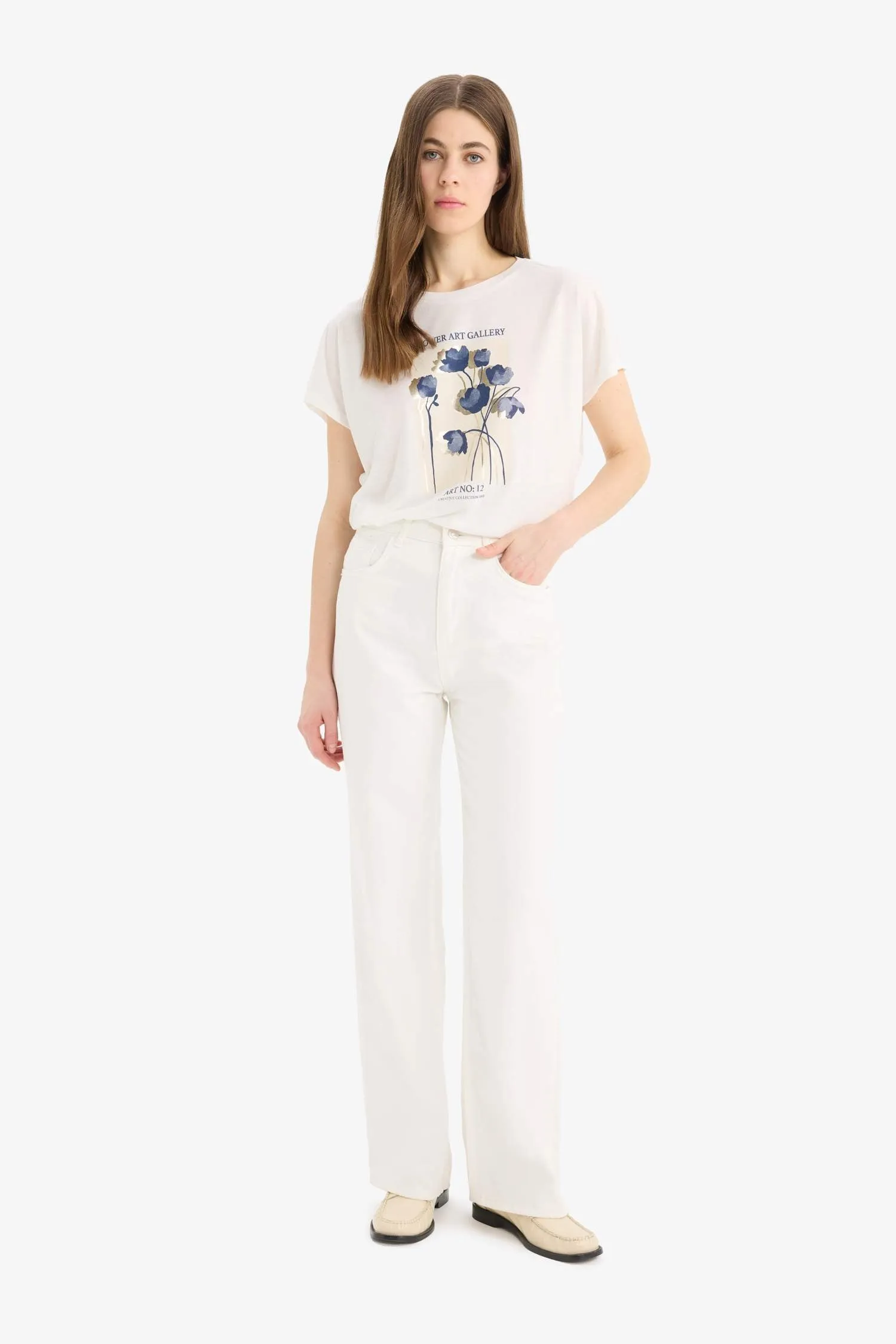 Crew Neck Short Sleeve Floral T-Shirt