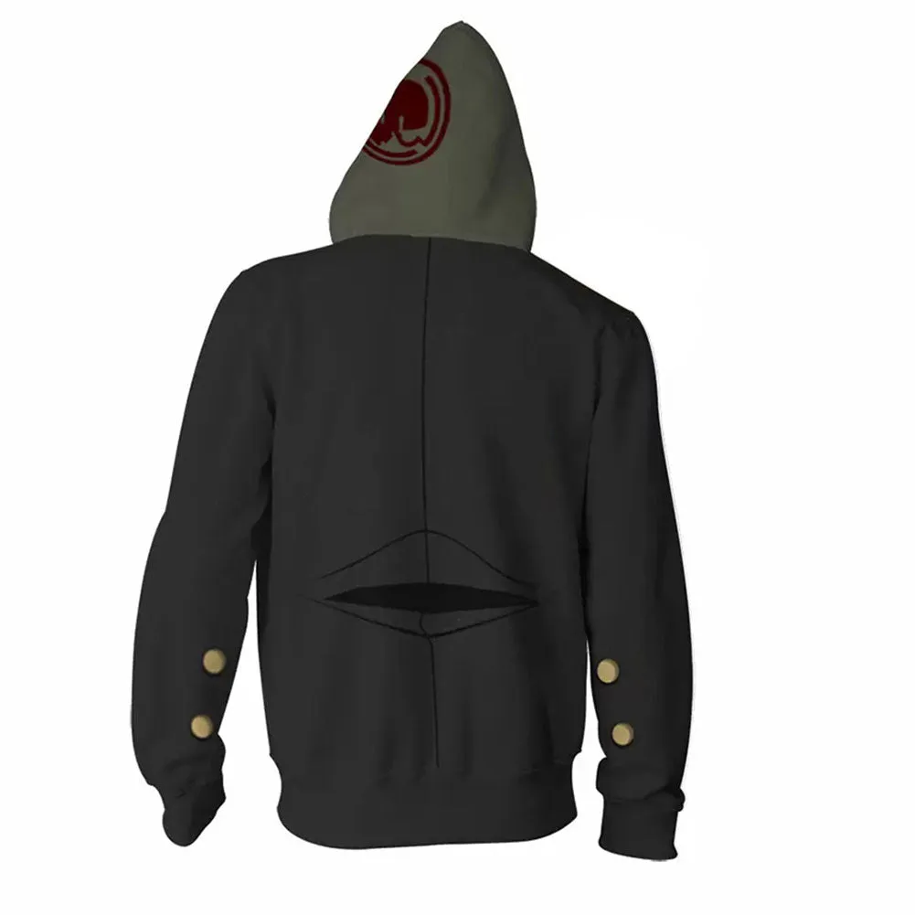 Danganronpa Naegi Makoto Cosplay Hoodie 3D Printed Hooded Sweatshirt Casual Streetwear Zip Up Coat