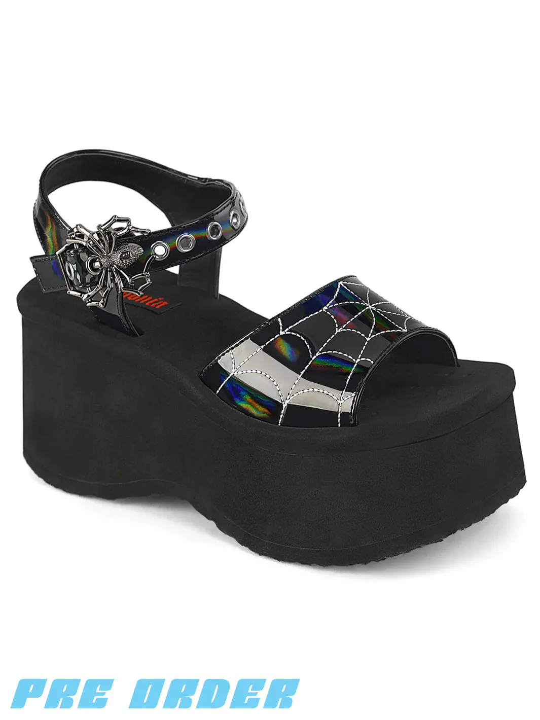 DEMONIA FUNN-10 - BLACK HOLO PATENT ✰ PRE ORDER ✰