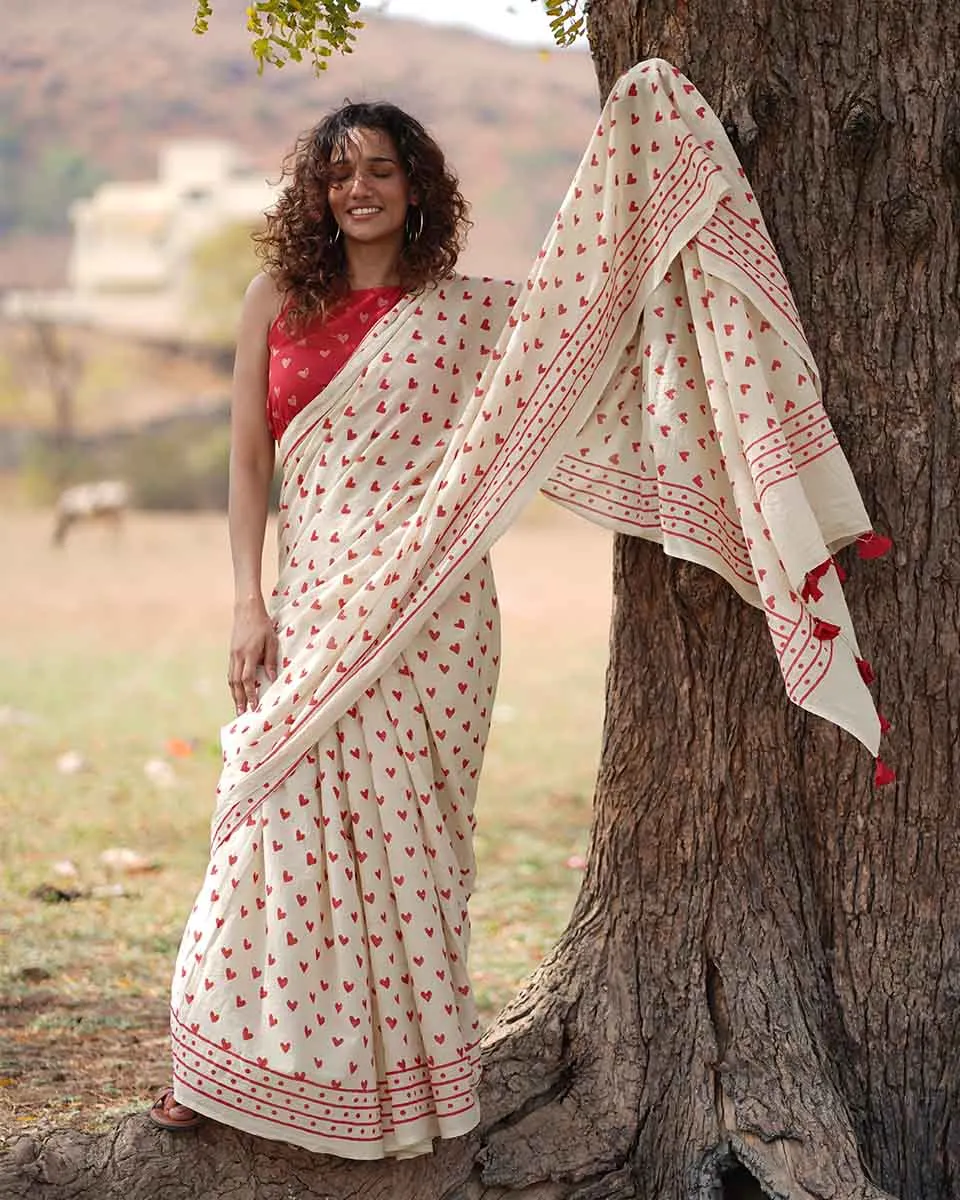 Dil Awara Handblock Printed Cotton Saree