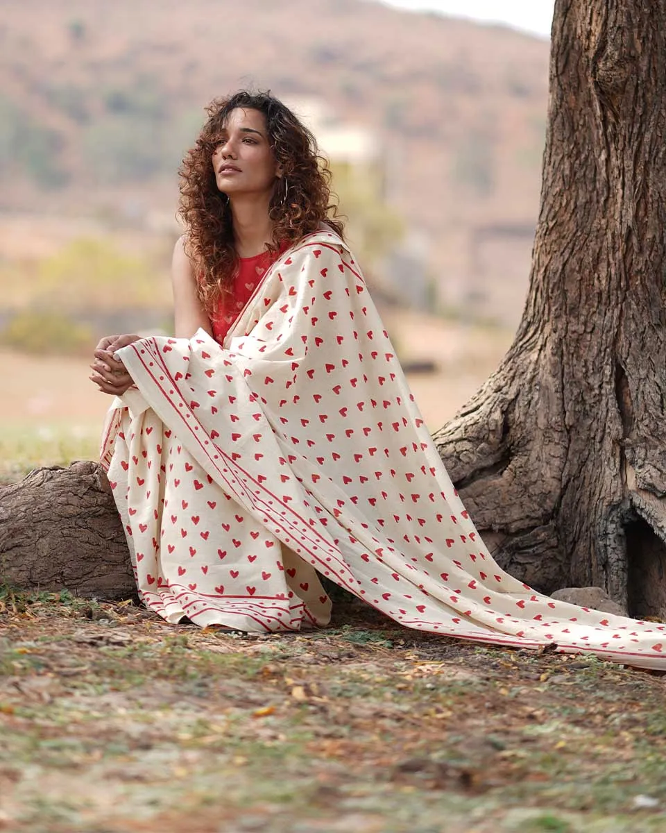 Dil Awara Handblock Printed Cotton Saree