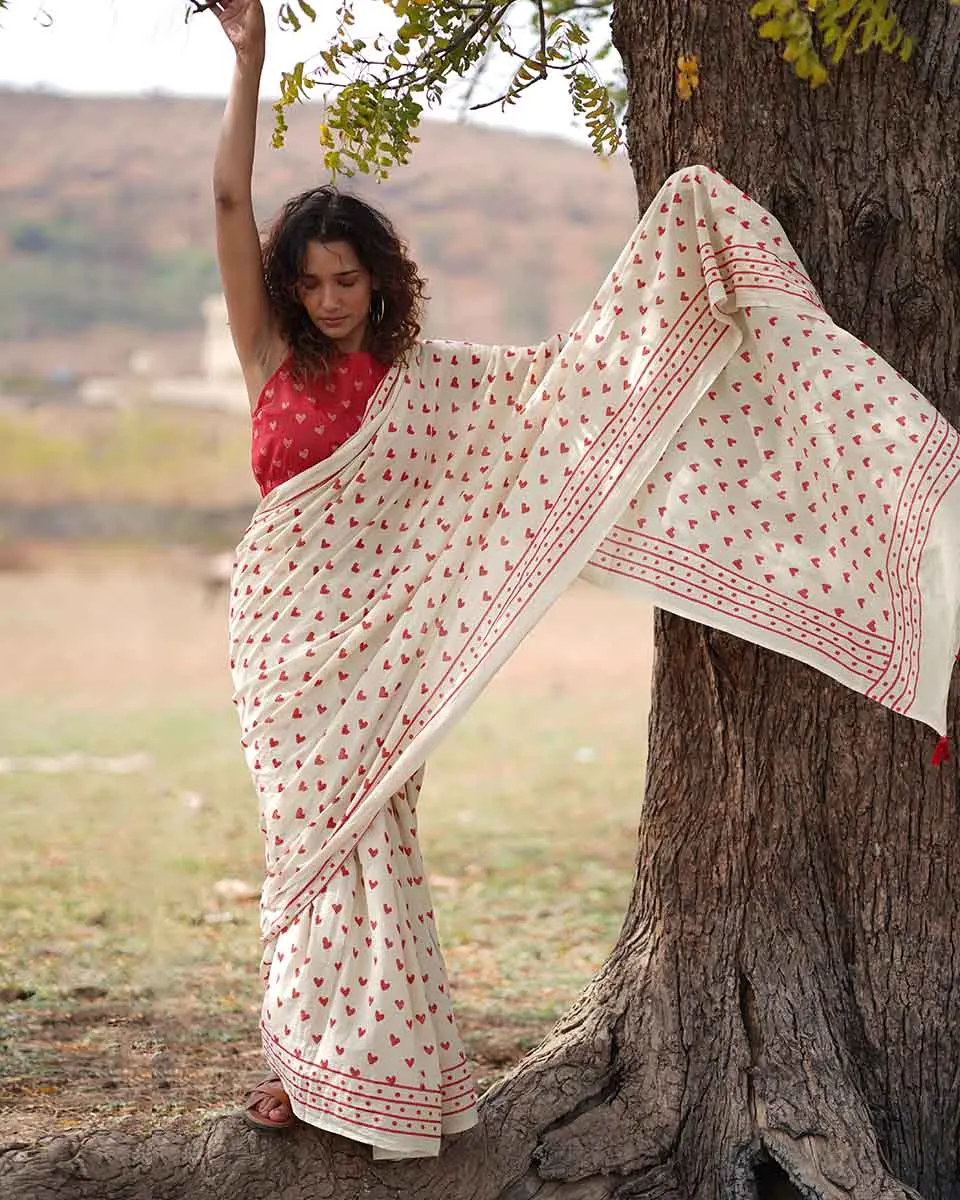 Dil Awara Handblock Printed Cotton Saree
