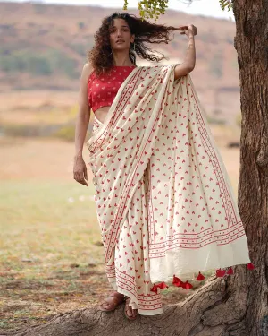 Dil Awara Handblock Printed Cotton Saree