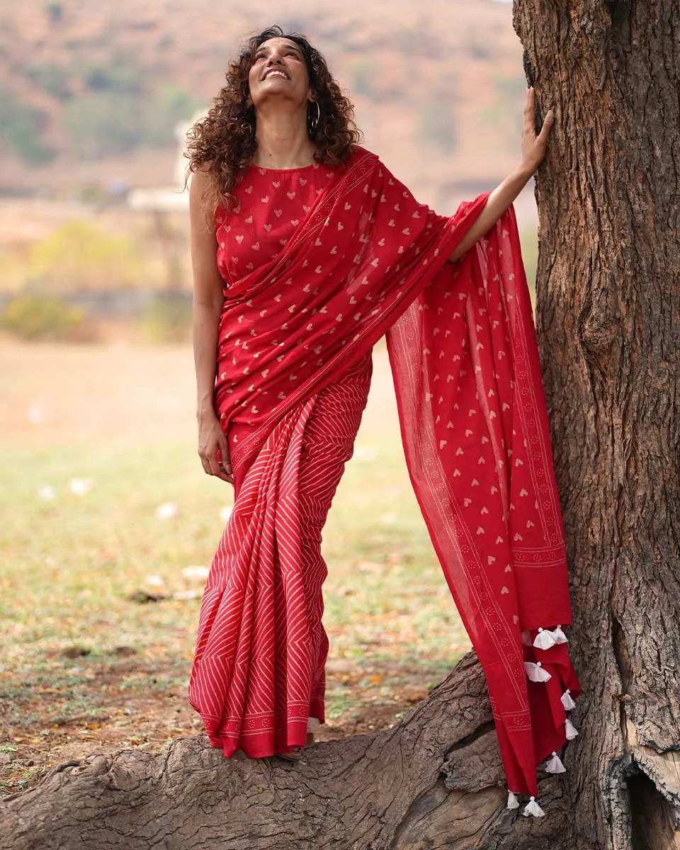 Dil Deewana Handblock Printed Cotton Saree