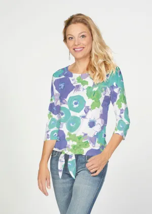 Dotsy (19202) ~ French Terry Tie 3/4 Sleeve Top