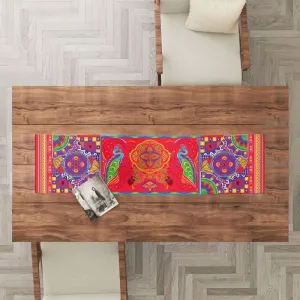 Double Peacock Printed Table Runner