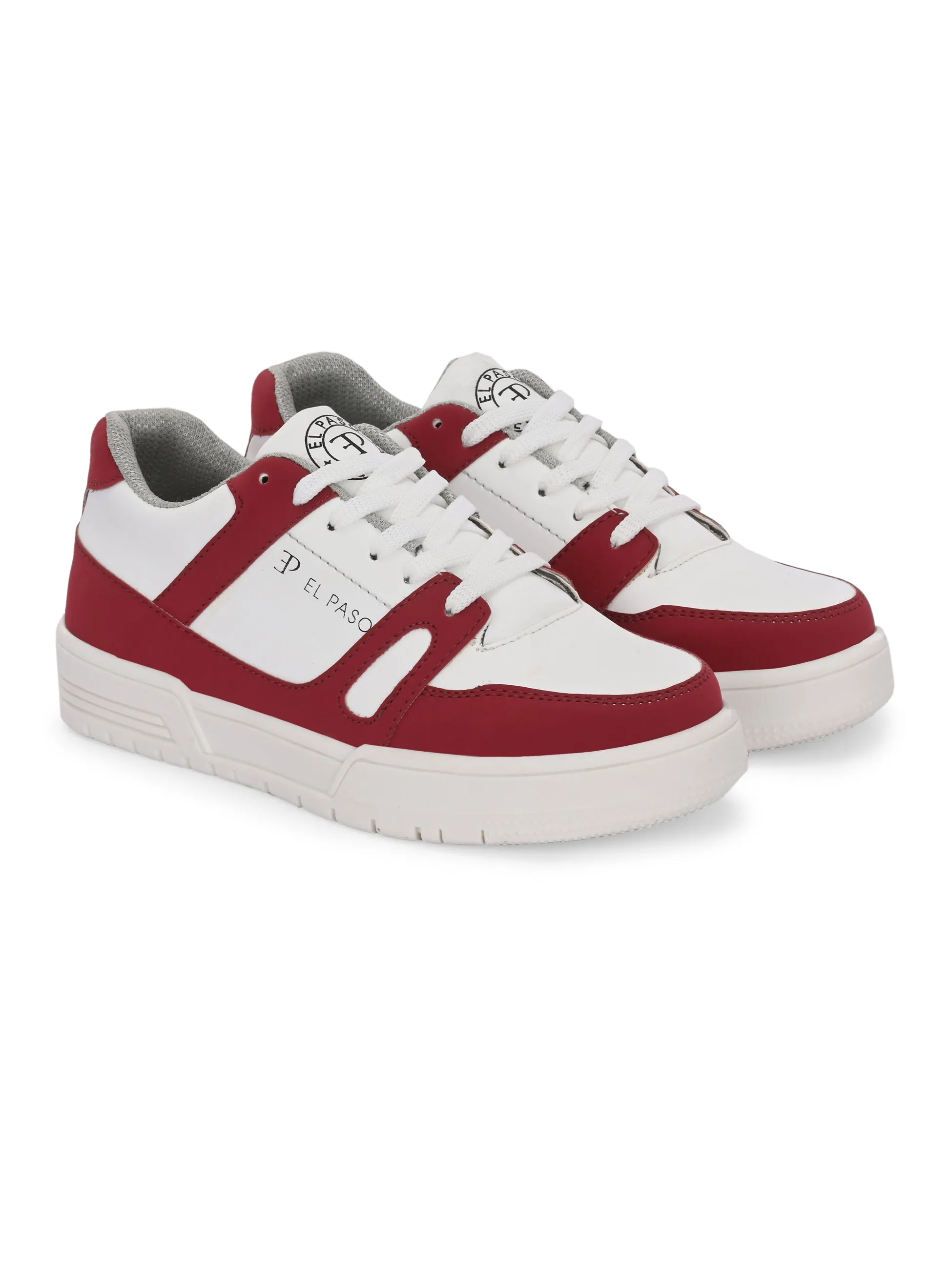 EL PASO Faux Leather Casual Shoes Lace Up Sneakers For Women