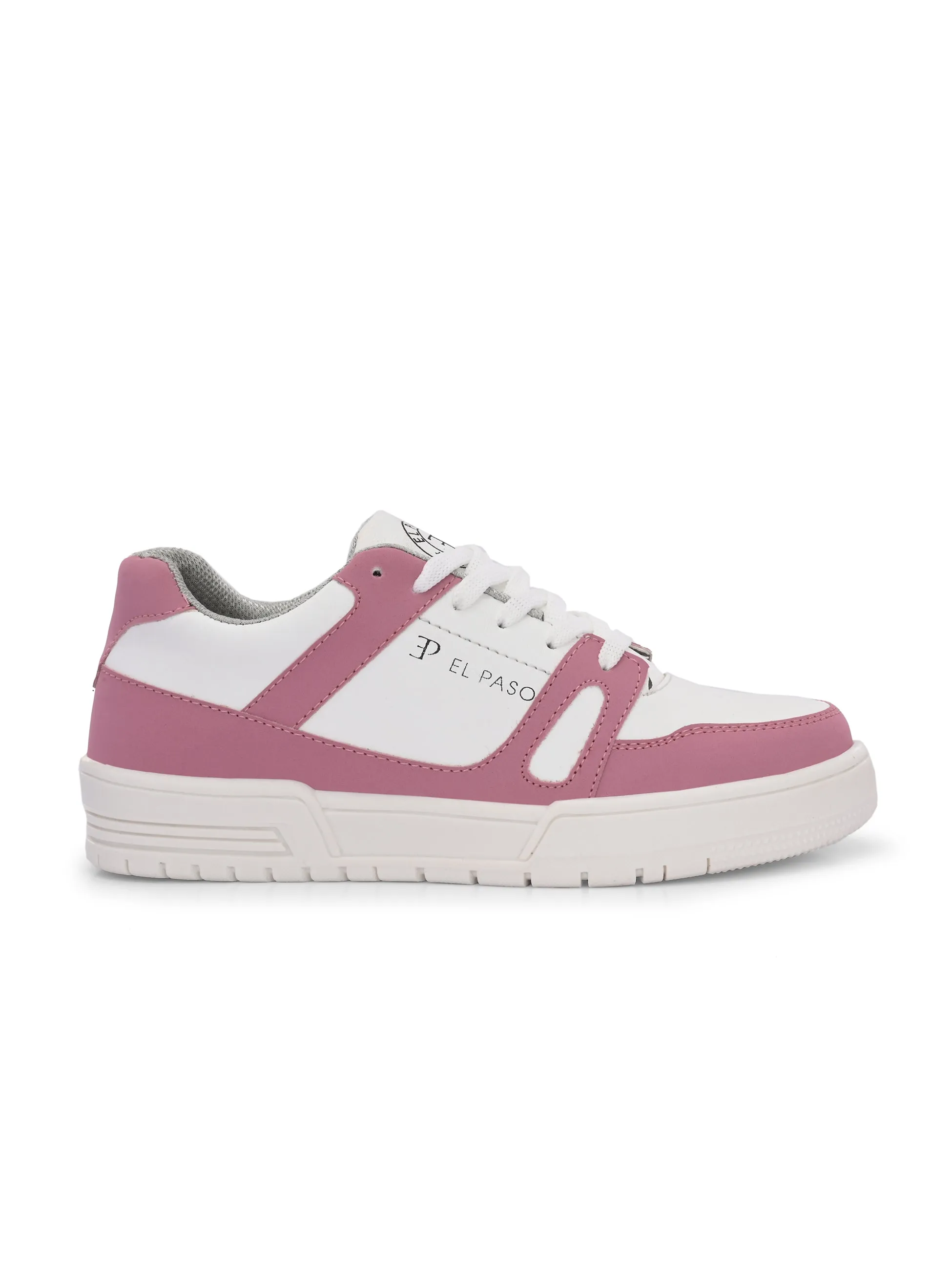 EL PASO Faux Leather Casual Shoes Lace Up Sneakers For Women
