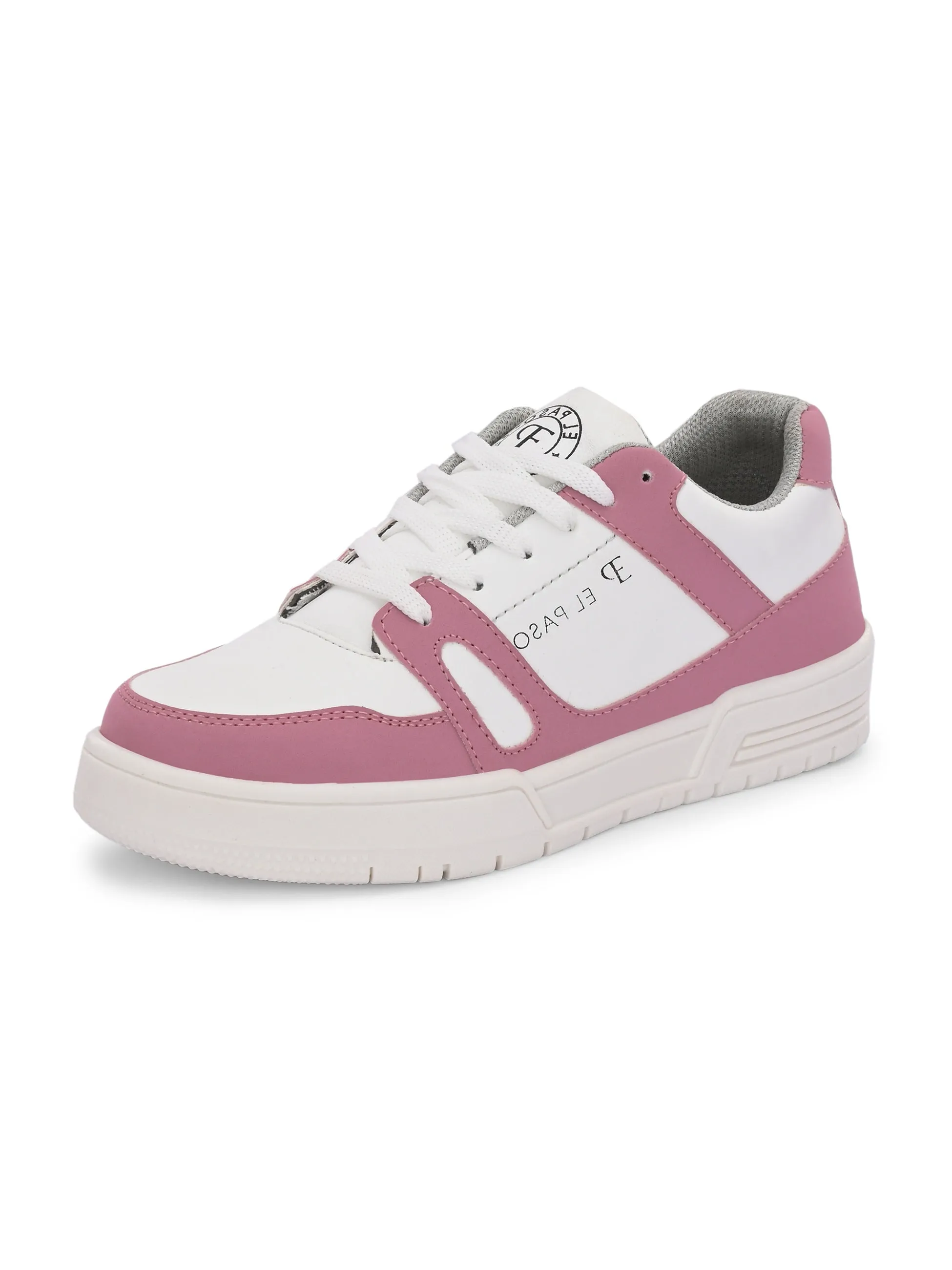 EL PASO Faux Leather Casual Shoes Lace Up Sneakers For Women