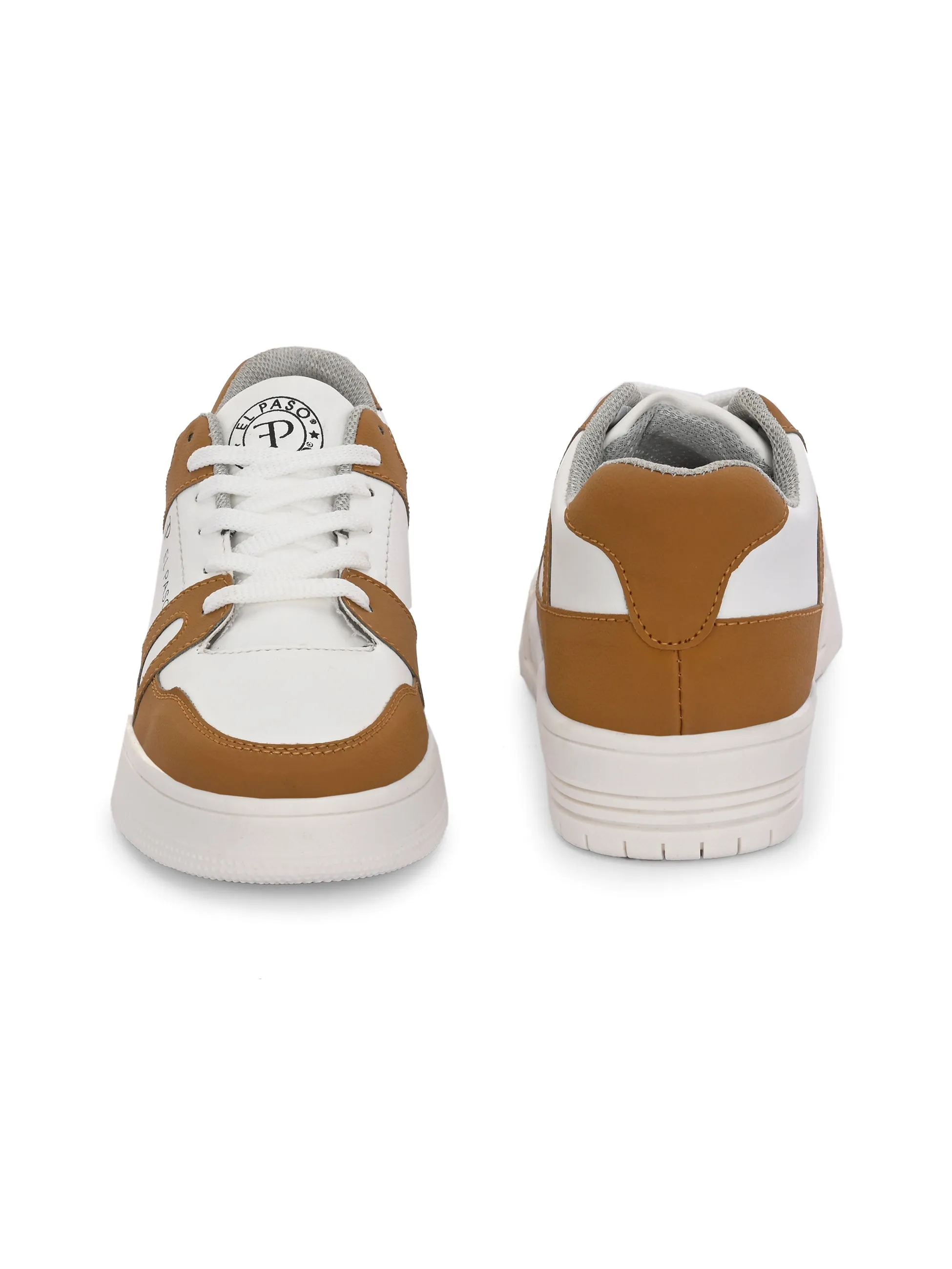 EL PASO Faux Leather Casual Shoes Lace Up Sneakers For Women