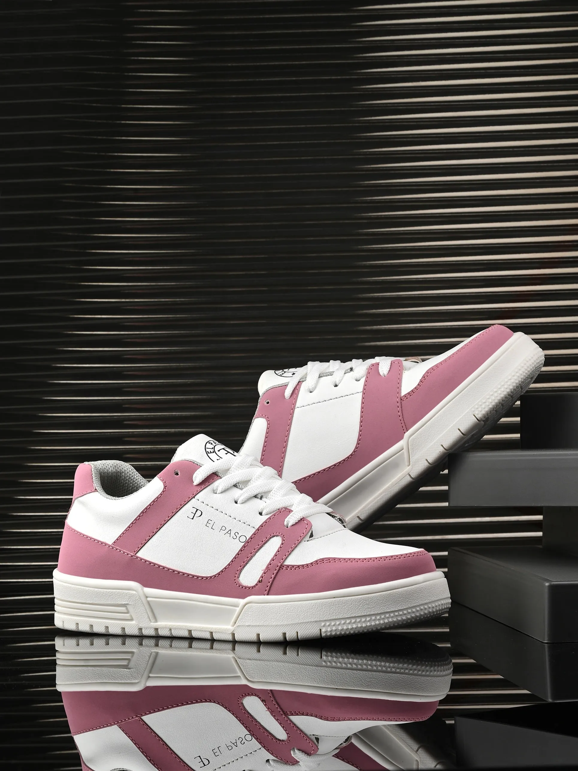 EL PASO Faux Leather Casual Shoes Lace Up Sneakers For Women