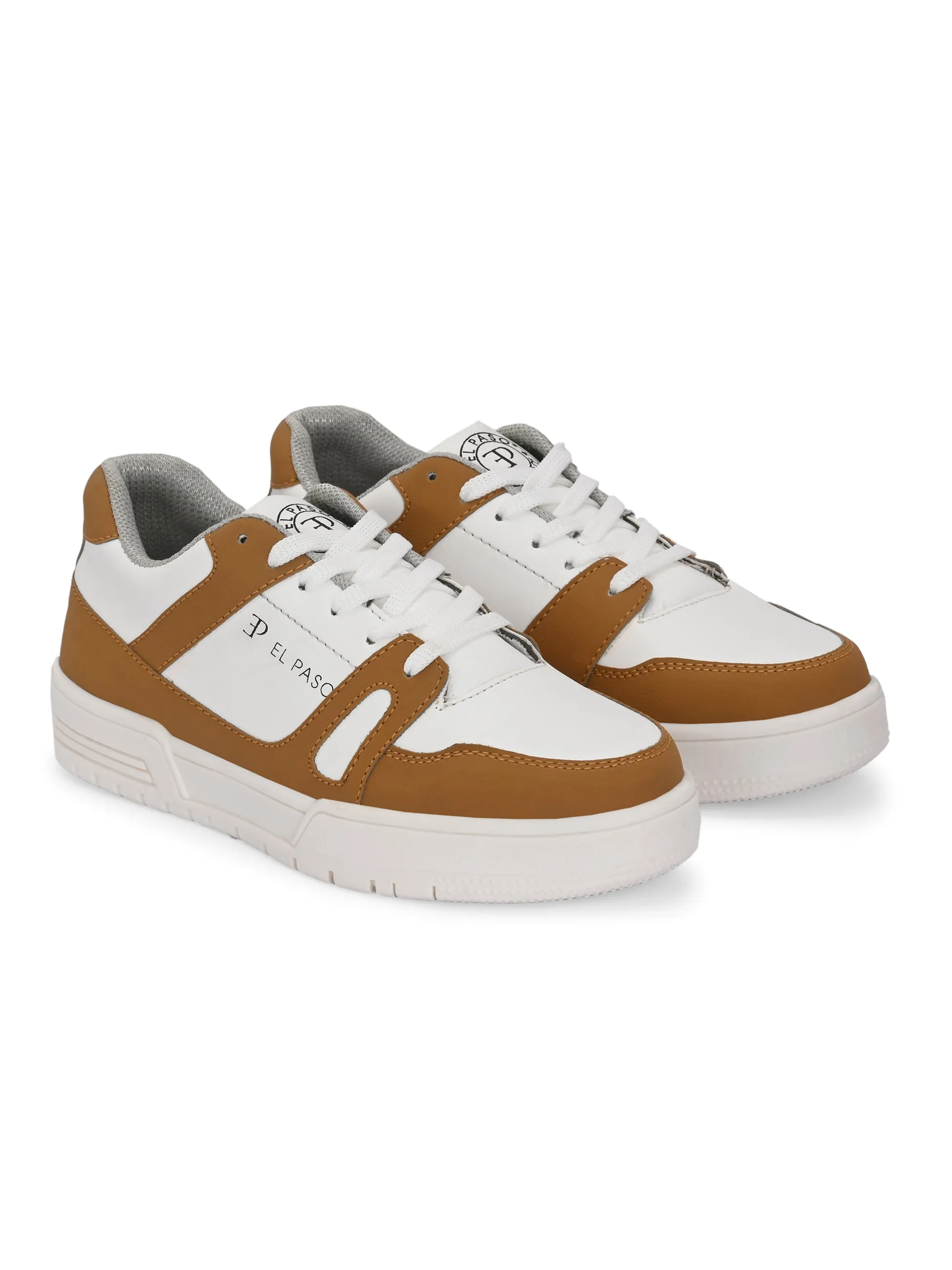 EL PASO Faux Leather Casual Shoes Lace Up Sneakers For Women