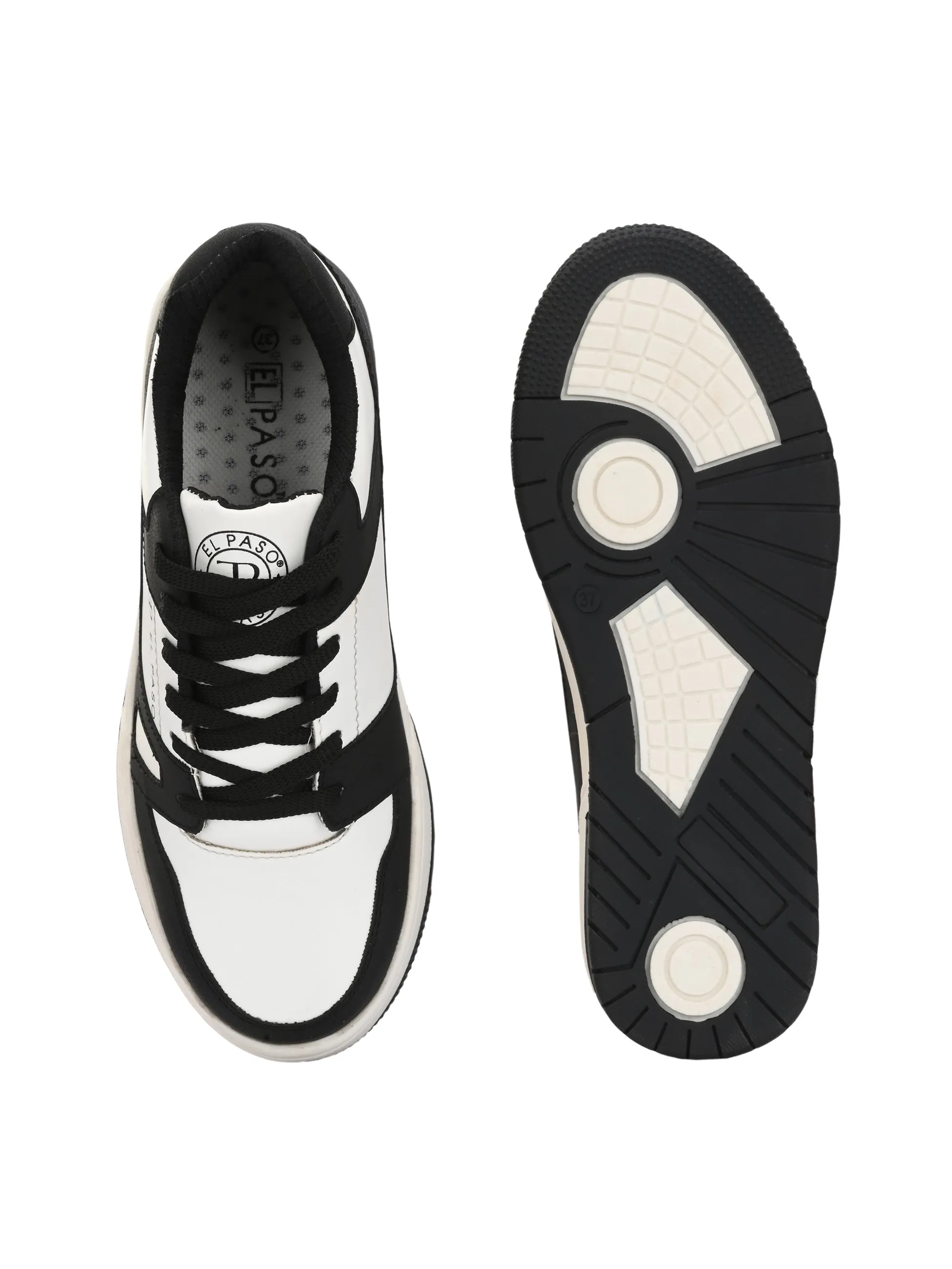 EL PASO Faux Leather Casual Shoes Lace Up Sneakers For Women