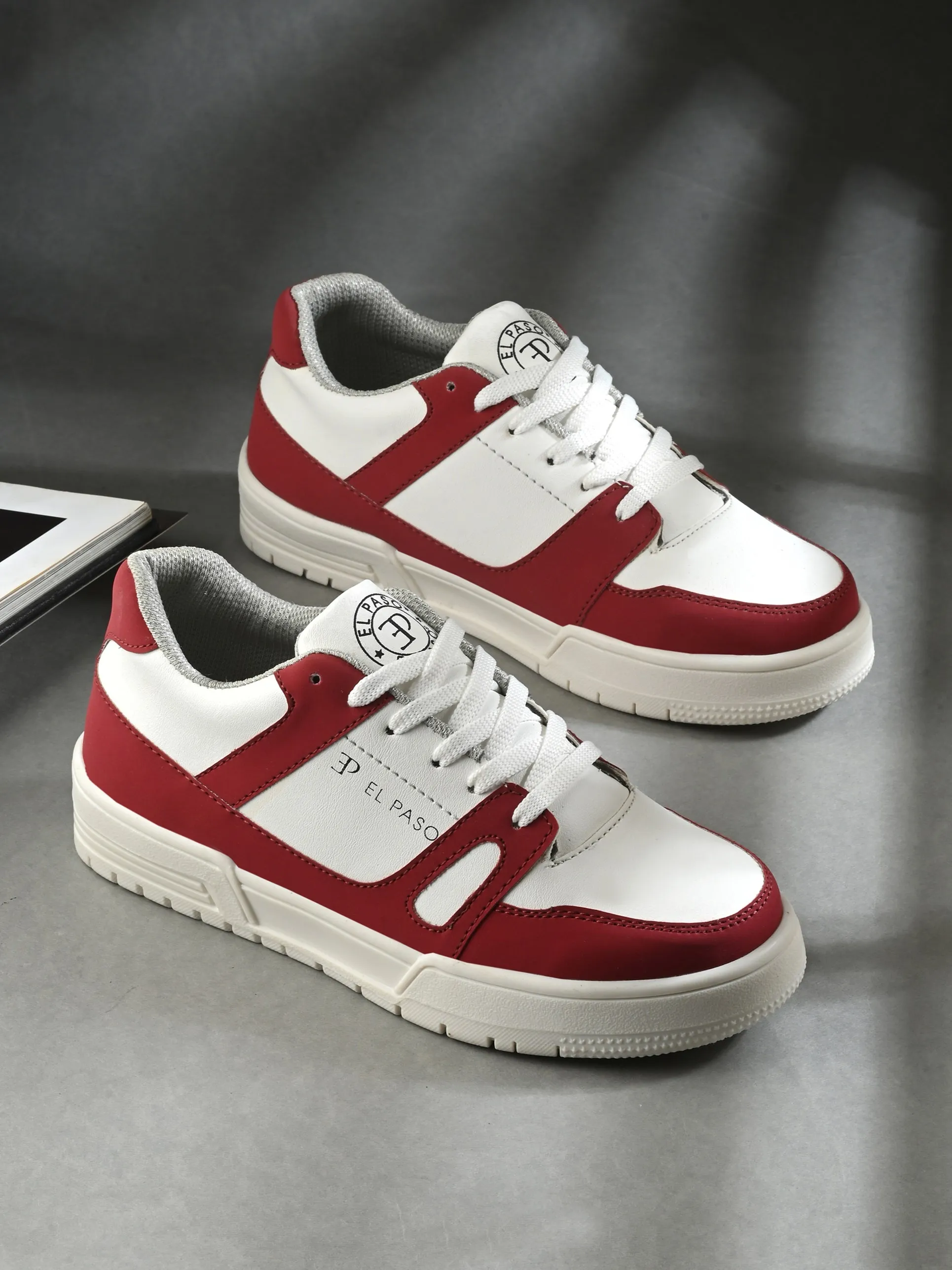 EL PASO Faux Leather Casual Shoes Lace Up Sneakers For Women