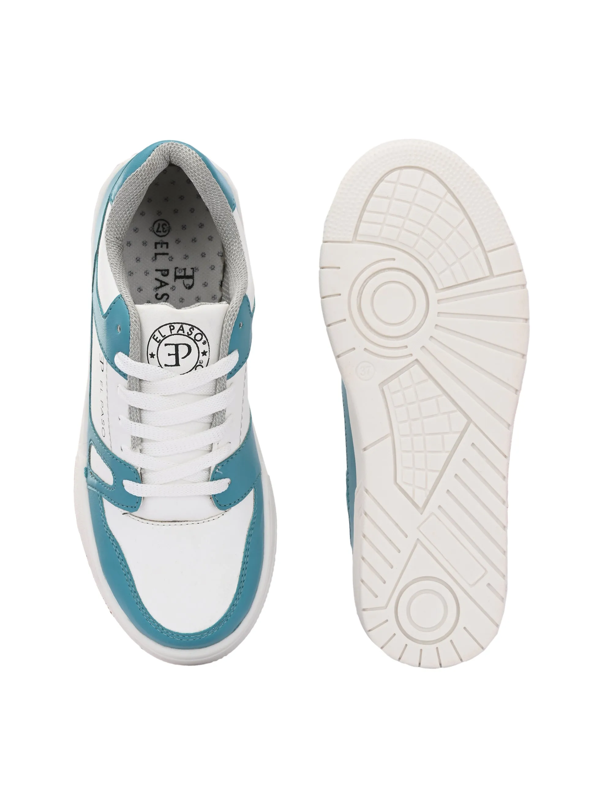 EL PASO Faux Leather Casual Shoes Lace Up Sneakers For Women