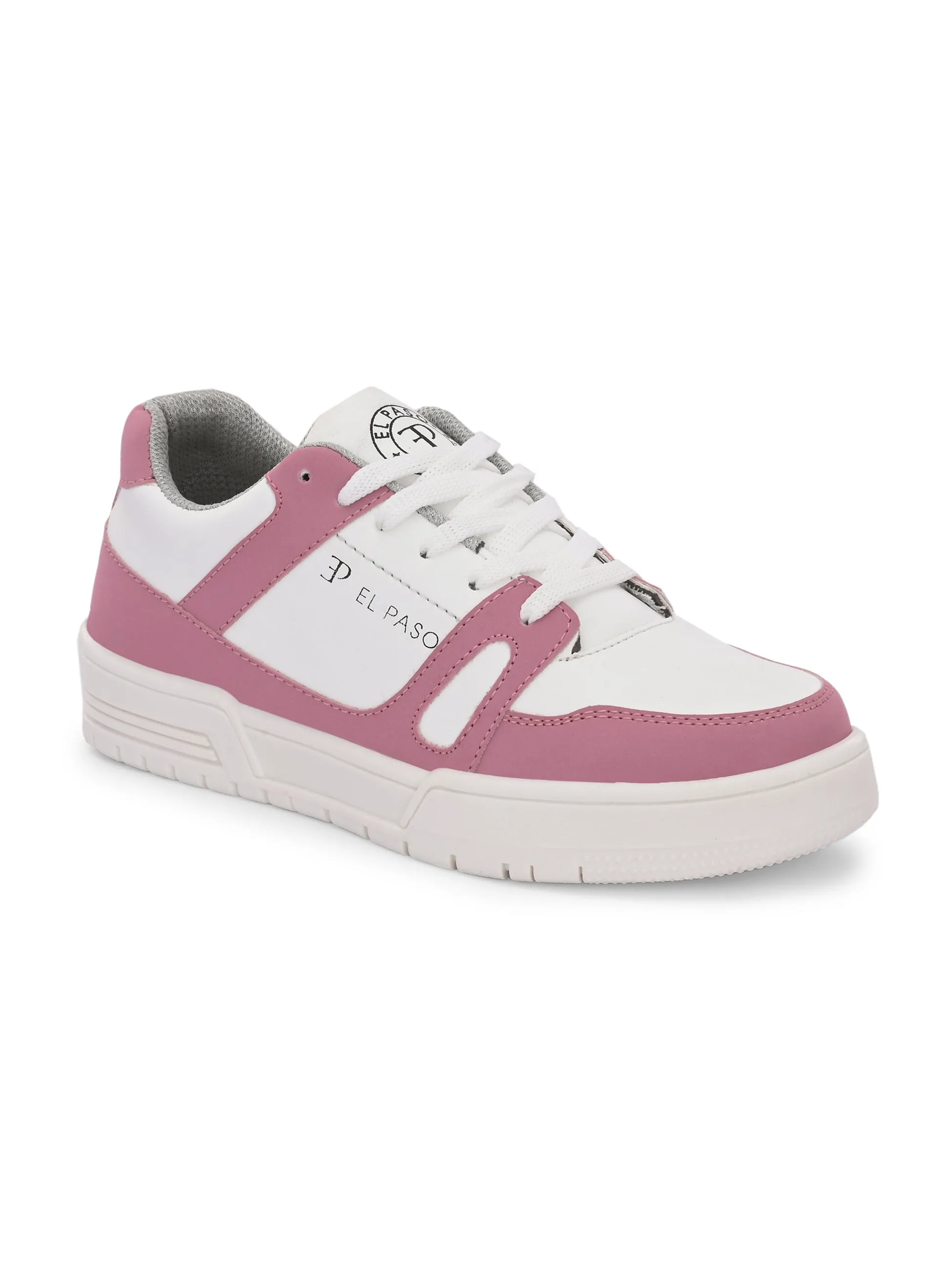EL PASO Faux Leather Casual Shoes Lace Up Sneakers For Women