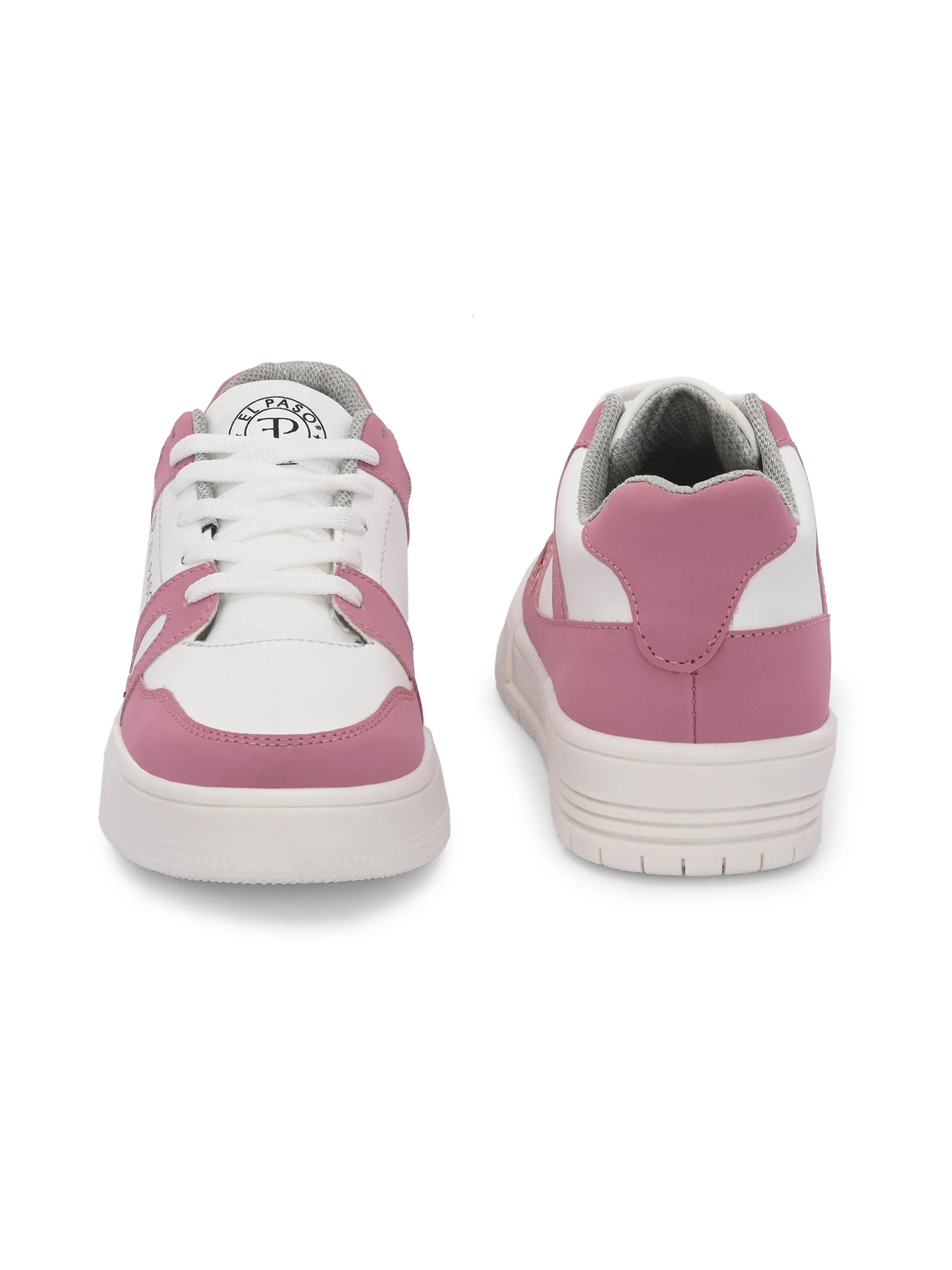 EL PASO Faux Leather Casual Shoes Lace Up Sneakers For Women