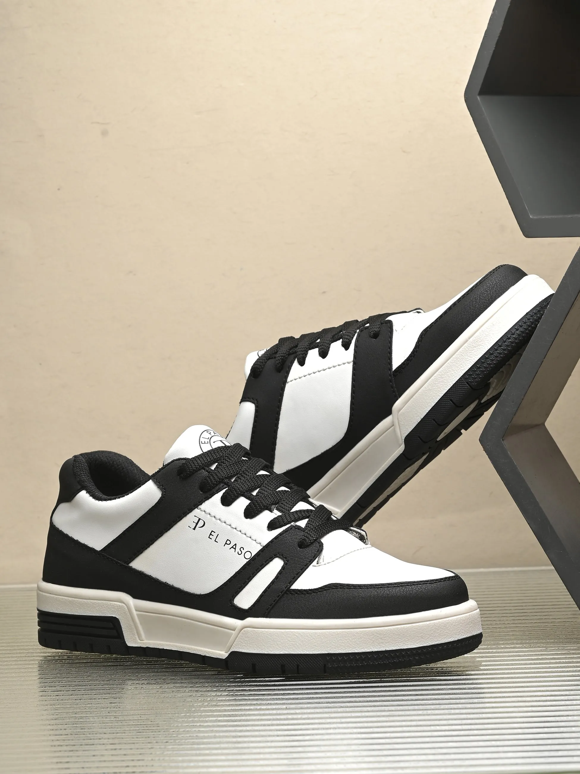 EL PASO Faux Leather Casual Shoes Lace Up Sneakers For Women
