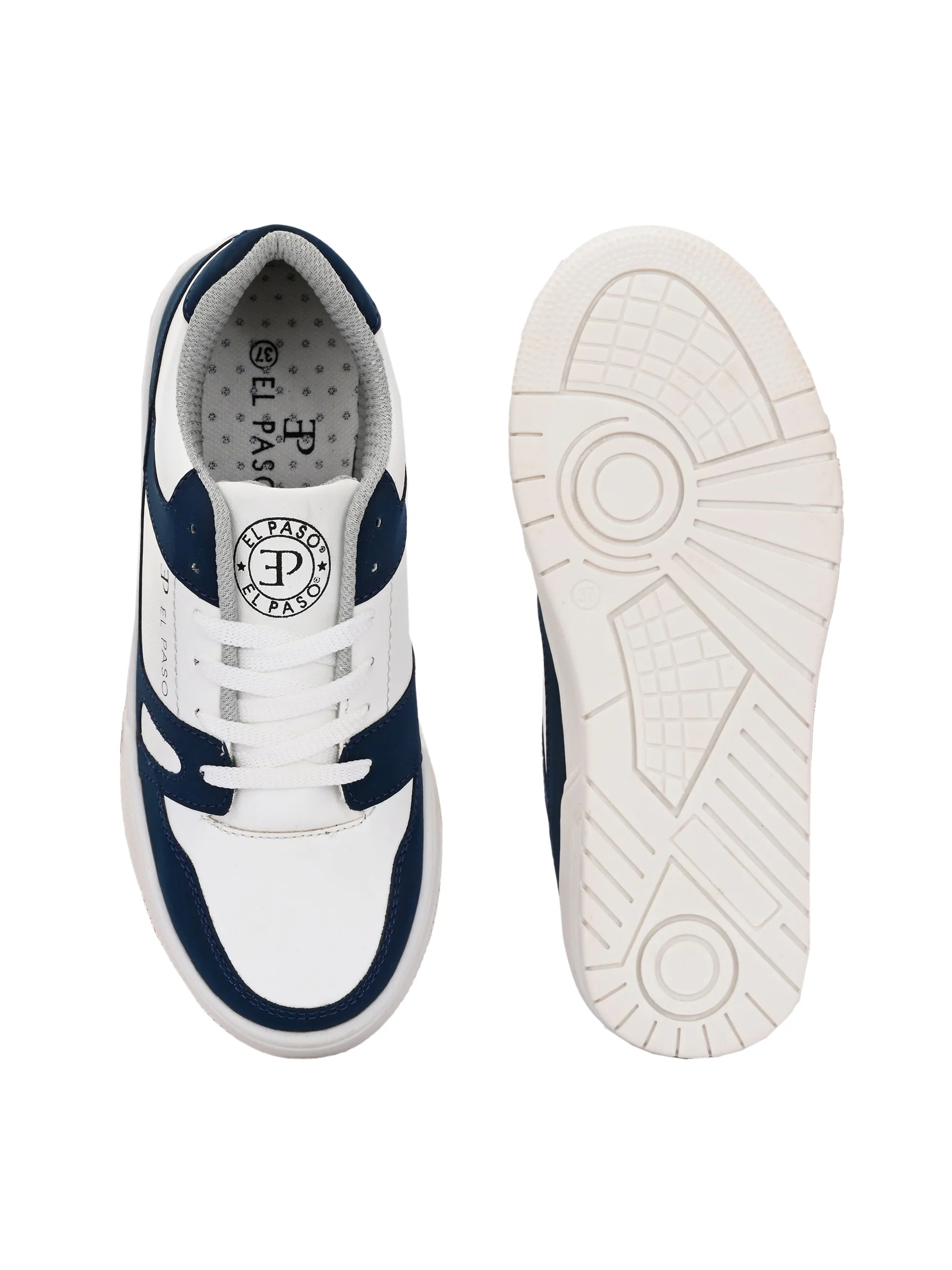 EL PASO Faux Leather Casual Shoes Lace Up Sneakers For Women
