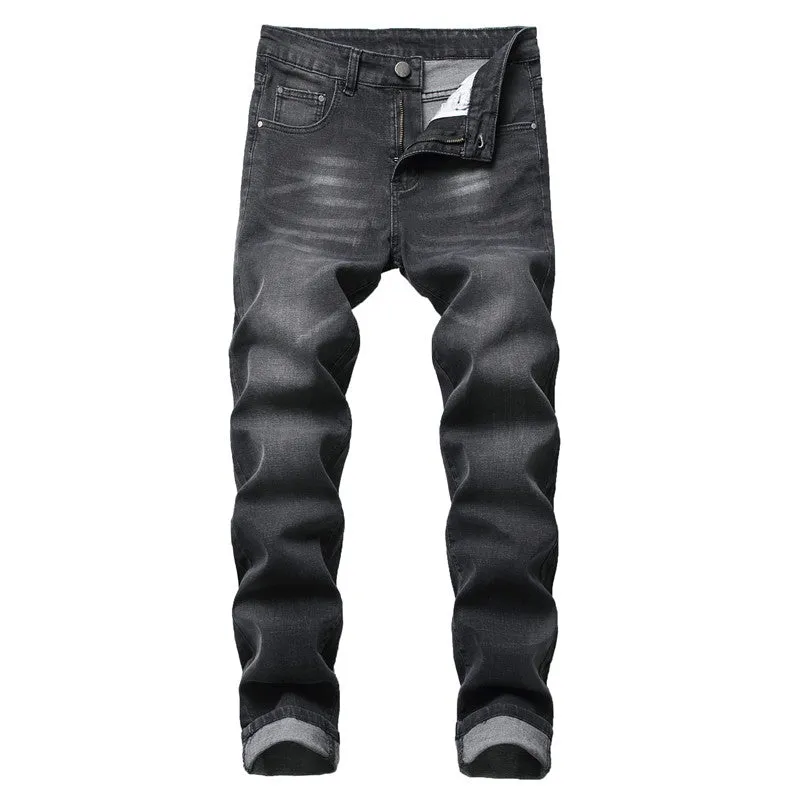 Fashion Men's Jeans Mid Waisted Jeans Denim Straight Pants