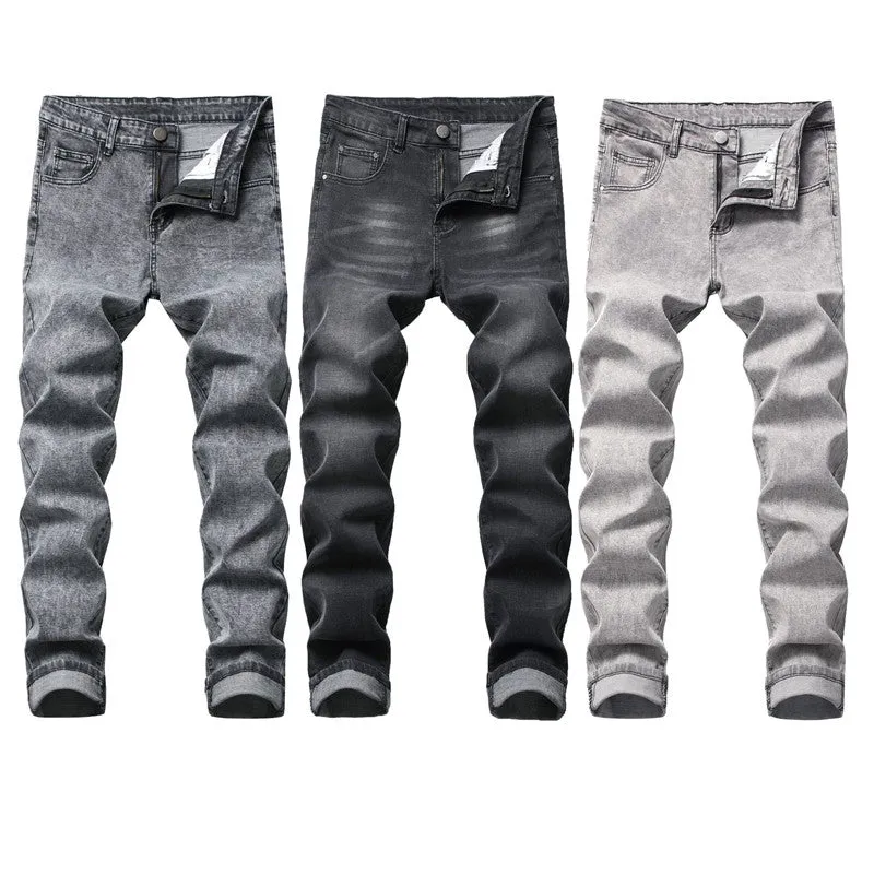 Fashion Men's Jeans Mid Waisted Jeans Denim Straight Pants