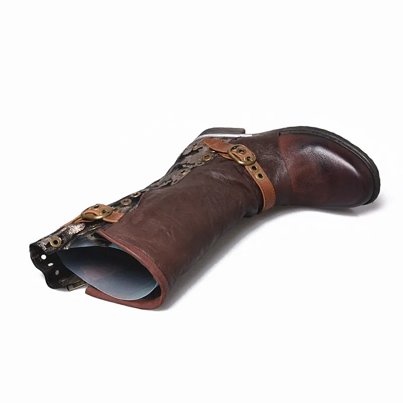 Fashion Women Winter Boots Genuine Leather Botas Feminina Round Toe Flats Shoes Woman Botines Mujer Mid Calf Bottine Femme