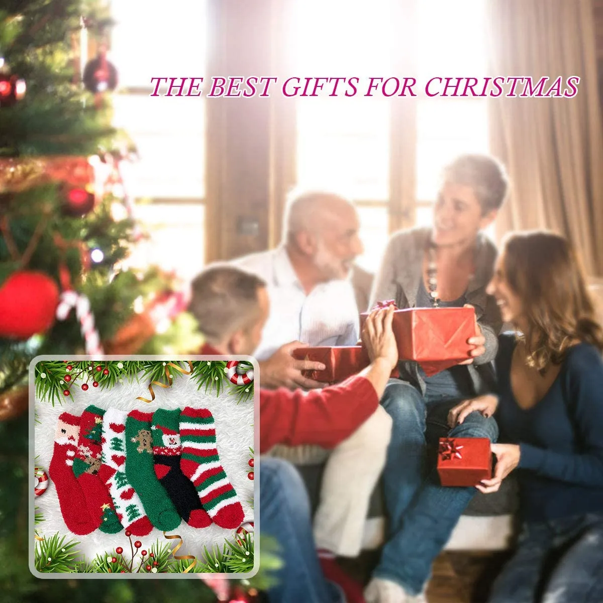 Fluffy Winter Christmas Socks - 6 Pairs - SET C