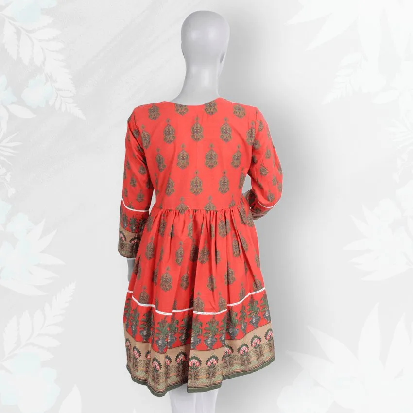 Girls Casual Printed Lawn Frock - PFRK-010