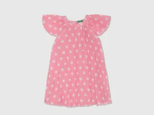 Girls Pink Short Sleeve Printed Dress