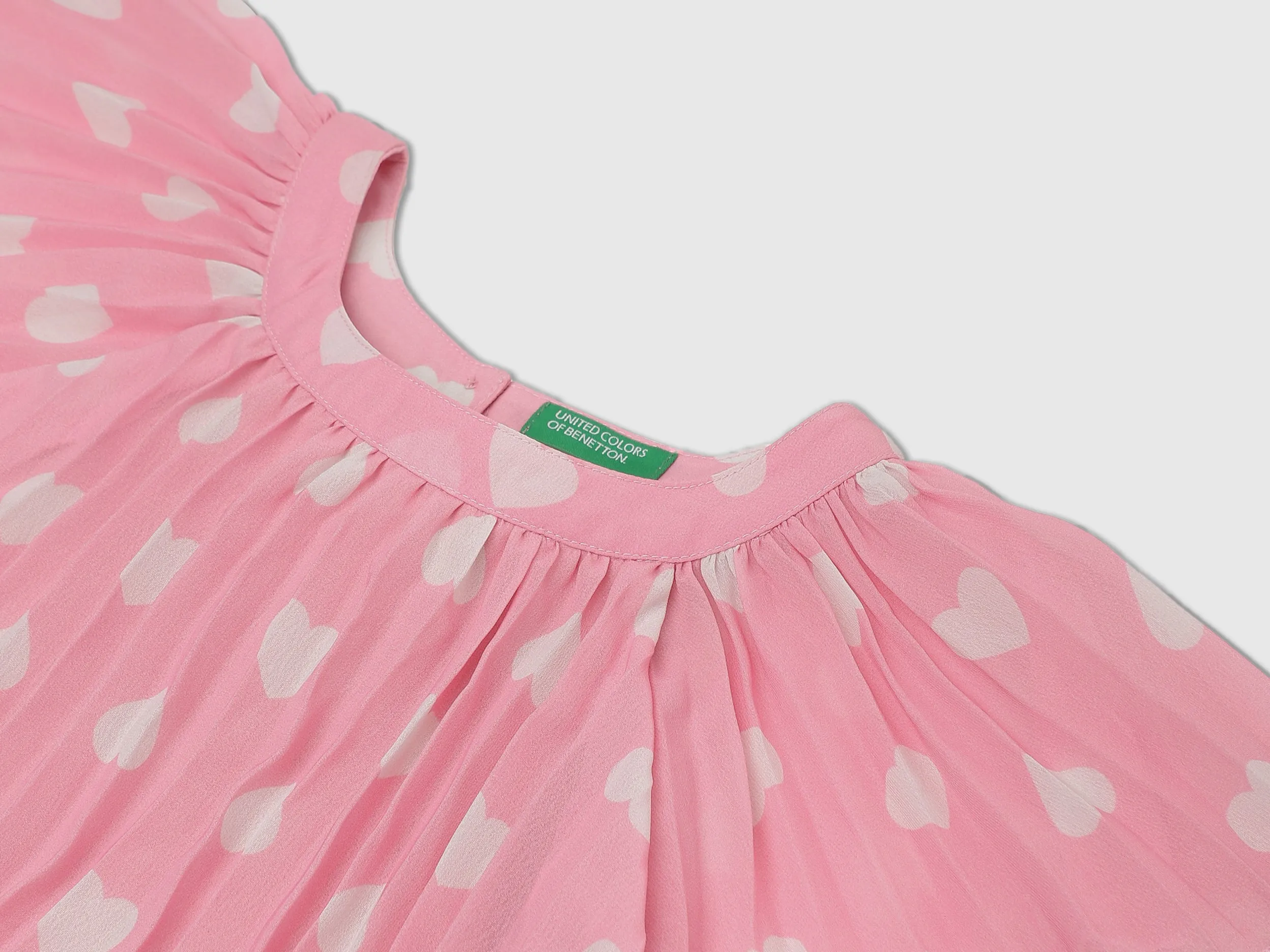Girls Pink Short Sleeve Printed Dress