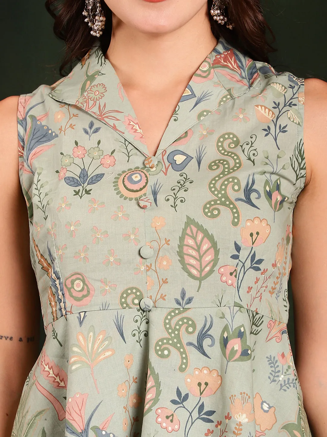 Green Printed Cotton Co-Ord Set for Women | S-XXL | Claura