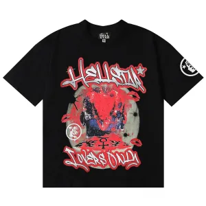 Hellstar Letter Printed T-Shirt Black