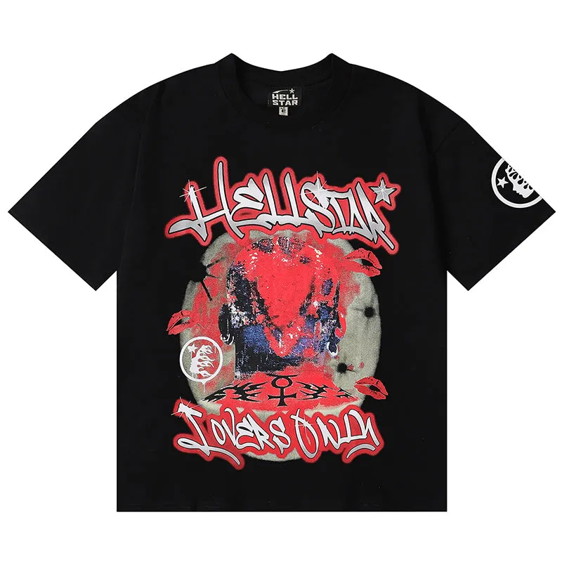 Hellstar Letter Printed T-Shirt Black