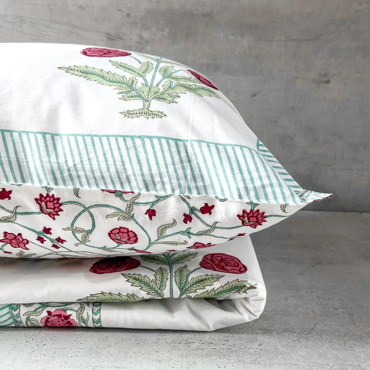 Home Artisan Zoha Floral Pattern Hand Block Print Bed Sheet