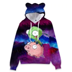 Invader ZIM Cosplay Hoodie 3D Printed Hooded Sweatshirt Kids Children Casual Streetwear Pullover