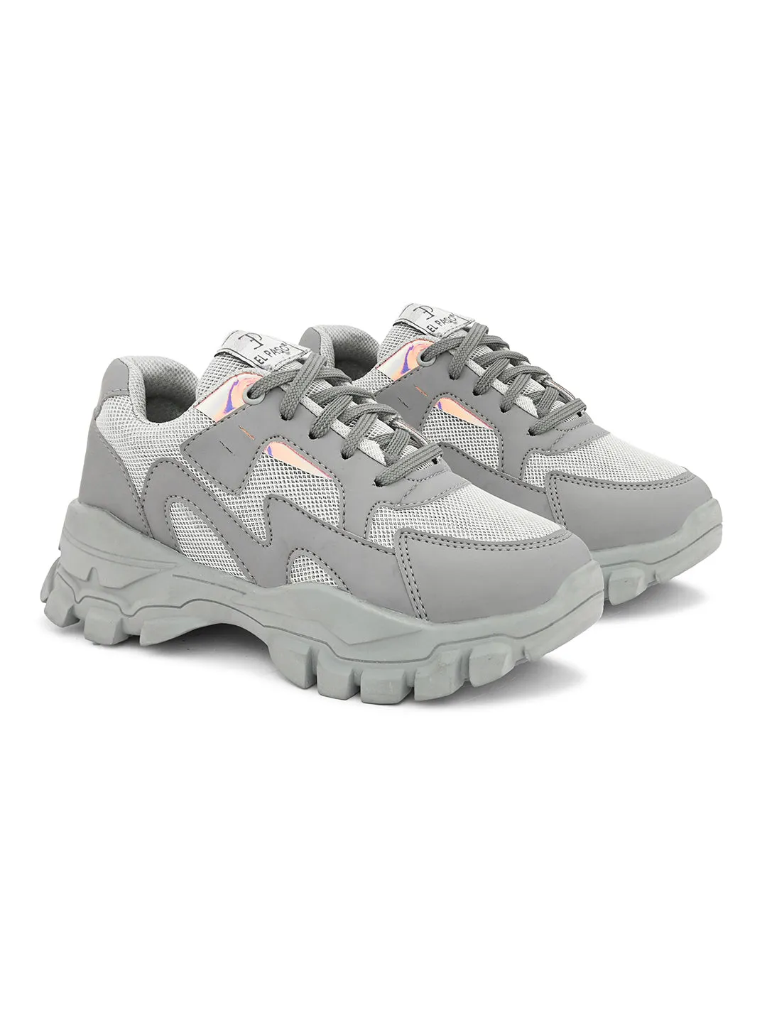 Lace-Ups Round Toe Women Sneakers