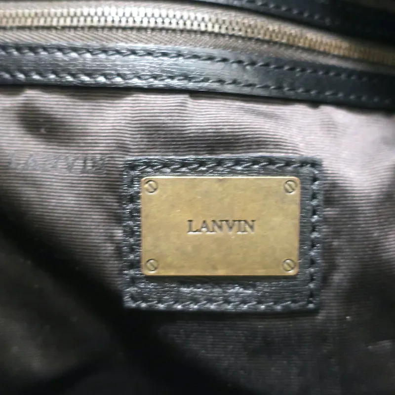 Lanvin Duffle Bag Brown Coated Canvas & Black Leather Carry-On Weekender