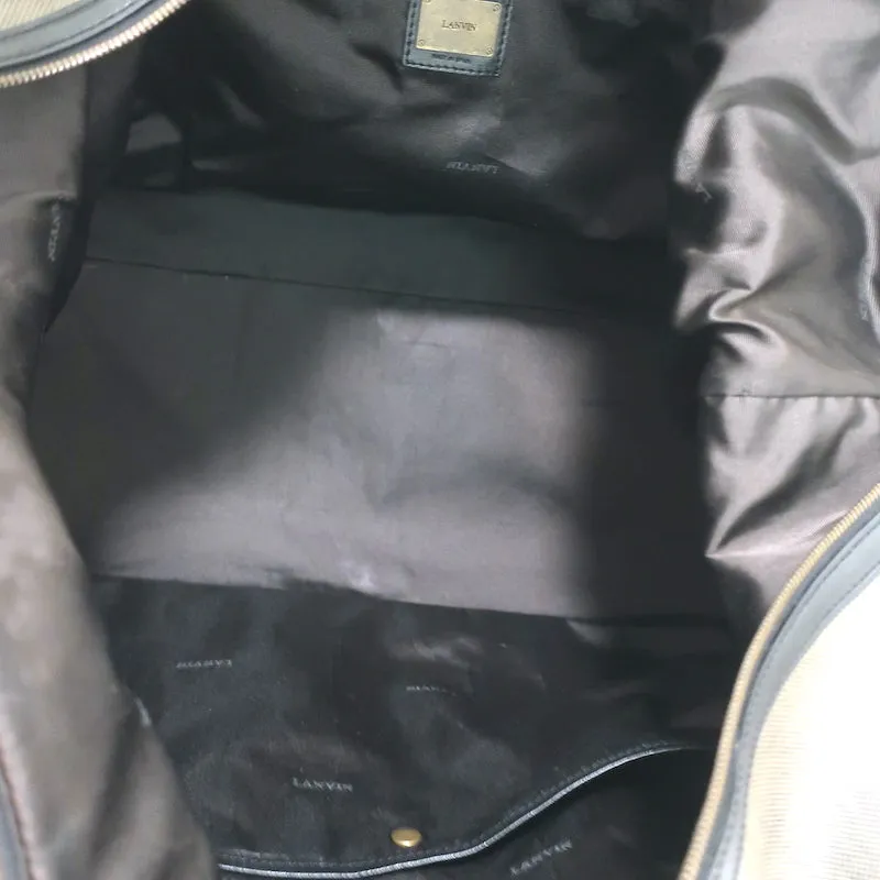 Lanvin Duffle Bag Brown Coated Canvas & Black Leather Carry-On Weekender