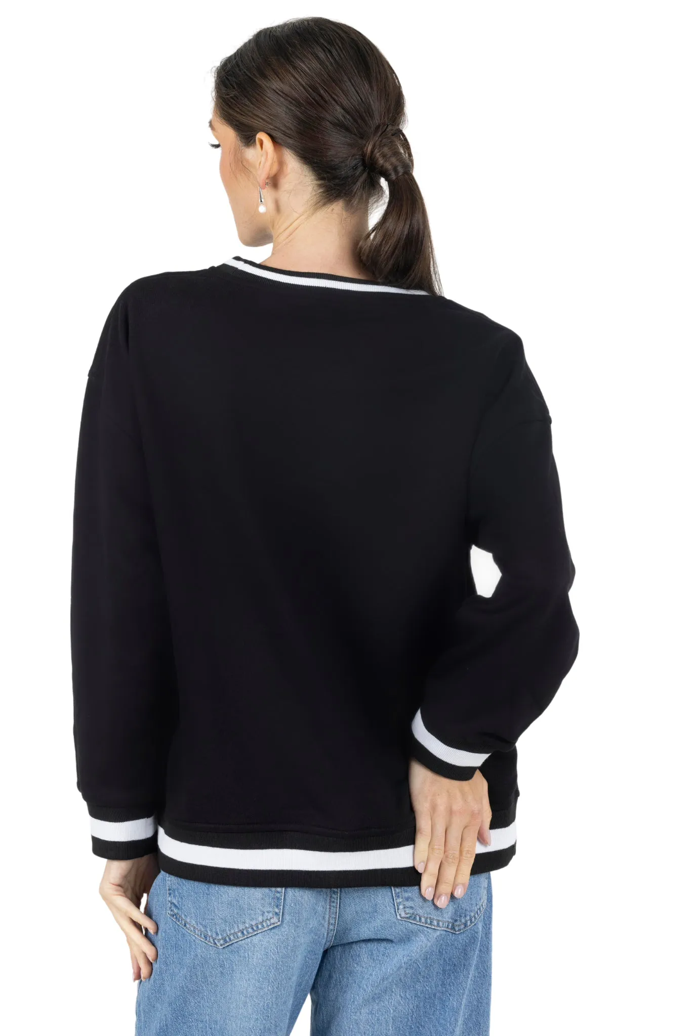 Lisa Printed Round Neck Pullover Sweatshirt