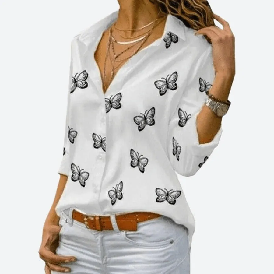 Loose Butterfly Printed Shirts