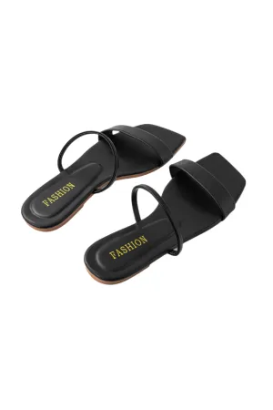 Maisie - Basic Square Toe Woman's Flat Slide Sandals