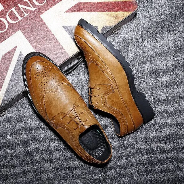 Men Cow Split leather Brogue Oxfords Up To Size 12.5