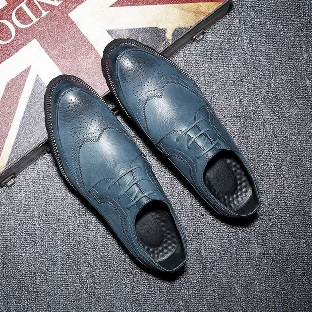 Men Cow Split leather Brogue Oxfords Up To Size 12.5