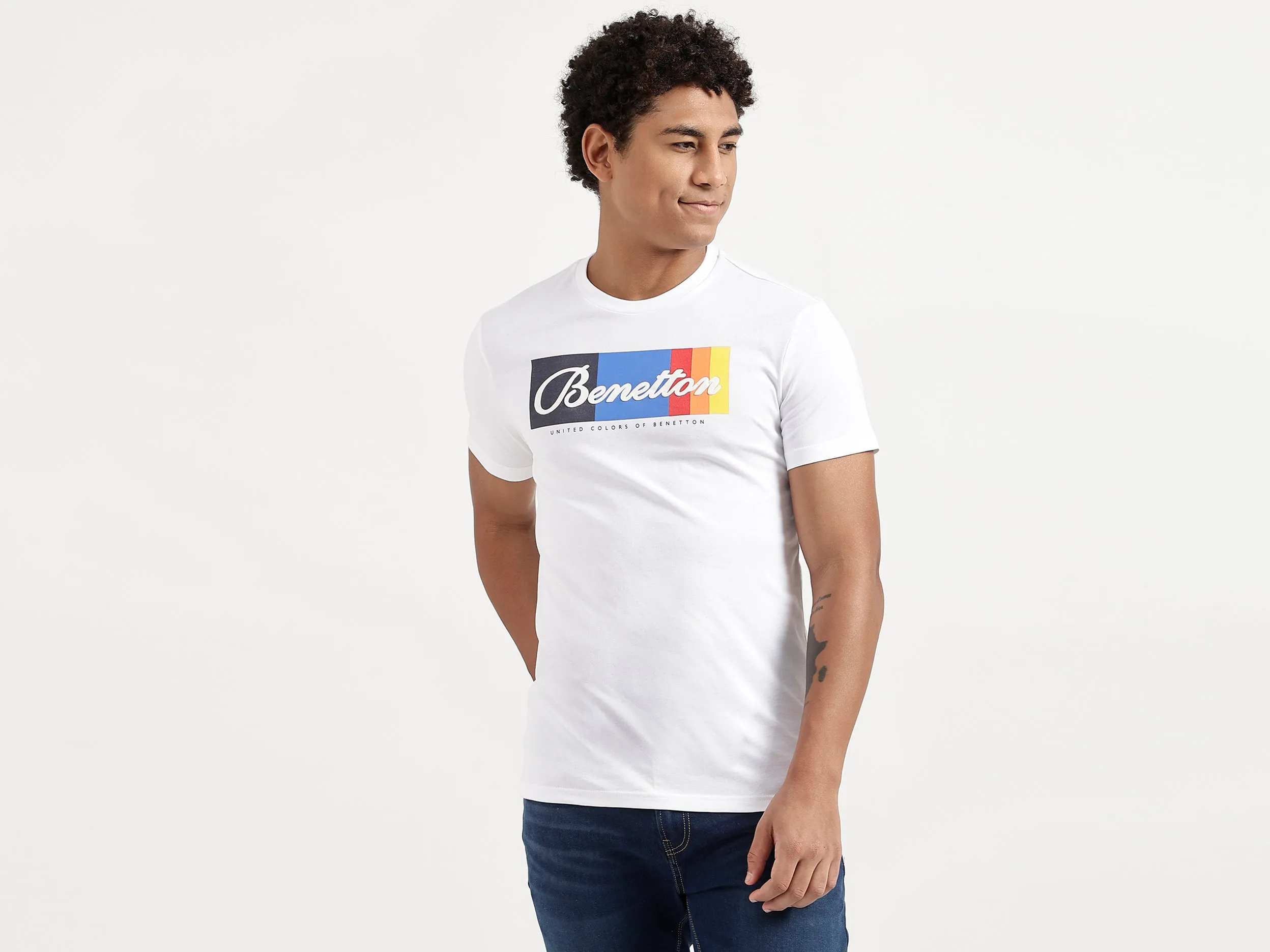 Men White Printed Regular T Shirt