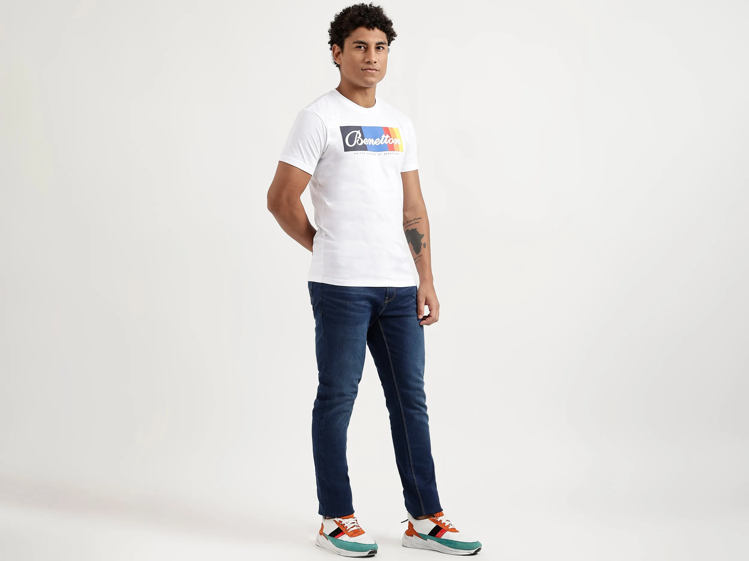 Men White Printed Regular T Shirt