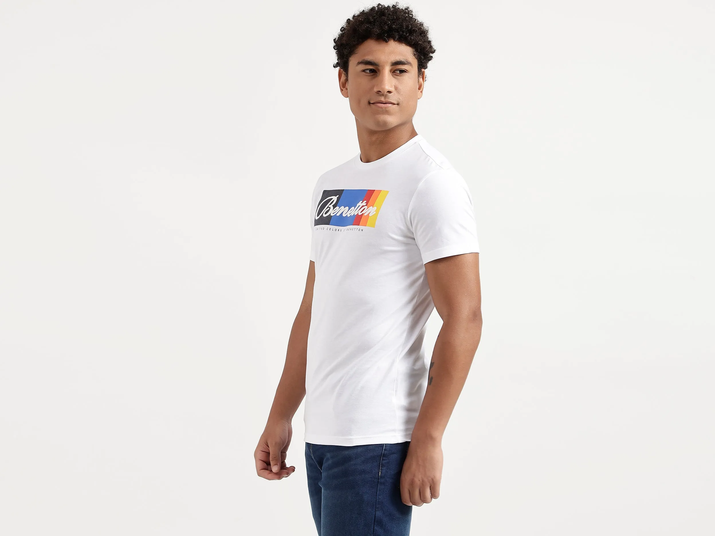 Men White Printed Regular T Shirt