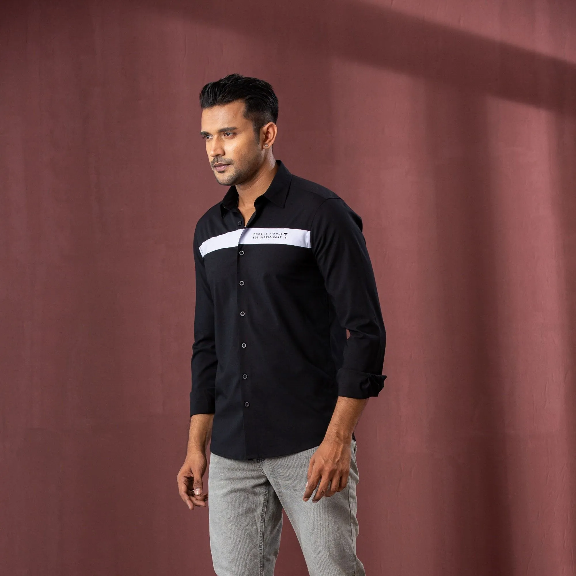 Mens Black Printed Shirt